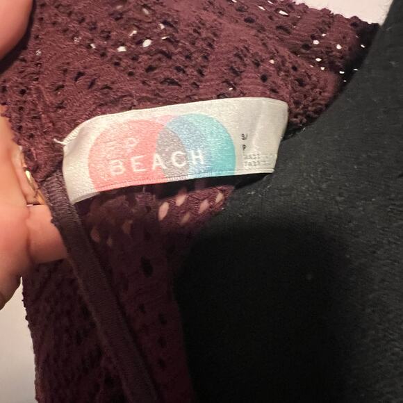 Free People Beach About Time Top Burgundy Lace Tunic Top Small - Picture 5 of 8